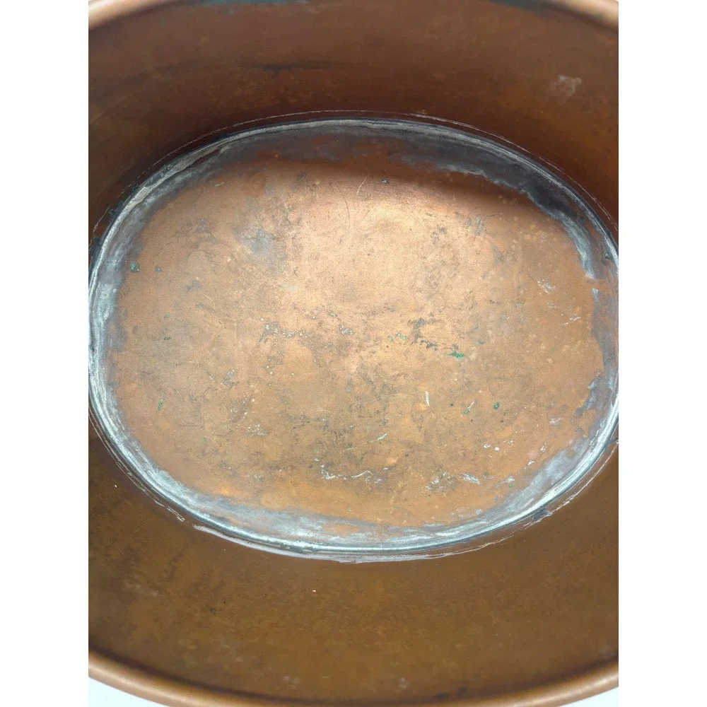 Antique Large Copper Oval Planter Handles Rustic Farmhouse Decor *Read Vintage